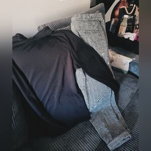 Black Long Sleeve Top & Plaid Paints